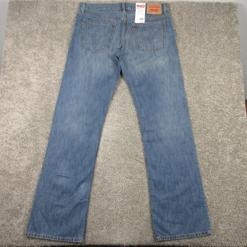 Levis Jeans Mens 36x36 Blue 527 Slim Bootcut Western Cowboy Faded Denim Pants